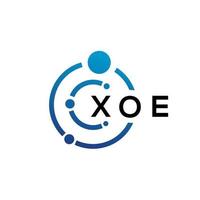 création de logo de technologie de lettre xoe sur fond blanc. xoe creative initiales lettre il logo concept. conception de lettre xoe. vecteur
