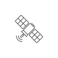 Le signe vectoriel du symbole satellite est isolé sur un fond blanc. couleur de l'icône satellite modifiable.