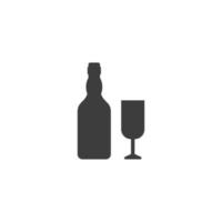 Le signe vectoriel de la bouteille de vin avec le symbole du verre à vin est isolé sur fond blanc. bouteille de vin avec couleur d'icône de verre de vin modifiable.