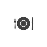 Le signe vectoriel de l'assiette du symbole alimentaire est isolé sur un fond blanc. assiette de couleur d'icône de nourriture modifiable.