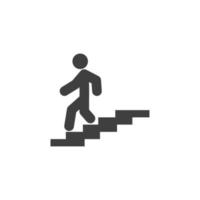 Le signe vectoriel de l'homme dans les escaliers qui descend le symbole est isolé sur un fond blanc. homme dans les escaliers descendant la couleur de l'icône modifiable.
