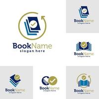 ensemble de modèle de conception de logo de chèque de livre. vecteur de concept de logo de chèque de livre. symbole d'icône créative