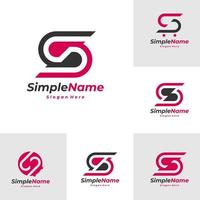 ensemble de modèle de conception de logo lettre s. vecteur de concept de logo initial s. symbole d'icône créative