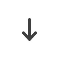 Le signe vectoriel du symbole de la flèche vers le bas est isolé sur un fond blanc. couleur de l'icône de la flèche vers le bas modifiable.