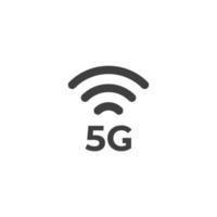 Le signe vectoriel du symbole de téléphone mobile de force du signal 5g est isolé sur un fond blanc. La couleur de l'icône du téléphone mobile de force du signal 5g est modifiable.