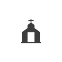 Le signe vectoriel du symbole du bâtiment de l'église est isolé sur un fond blanc. couleur d'icône de bâtiment d'église modifiable.