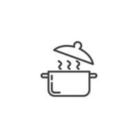 Le signe vectoriel du symbole de la casserole est isolé sur un fond blanc. couleur de l'icône de la casserole de cuisson modifiable.