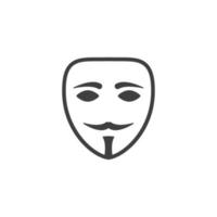 Le signe vectoriel du symbole de masque anonyme est isolé sur un fond blanc. couleur d'icône de masque anonyme modifiable.