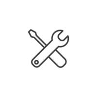 Le signe vectoriel du symbole des outils est isolé sur un fond blanc. couleur d'icône d'outils modifiable.