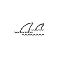 Le signe vectoriel du symbole d'aileron de requin est isolé sur un fond blanc. couleur d'icône d'aileron de requin modifiable.