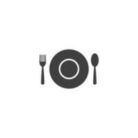 Le signe vectoriel de l'assiette du symbole alimentaire est isolé sur un fond blanc. assiette de couleur d'icône de nourriture modifiable.