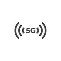 Le signe vectoriel du symbole de téléphone mobile de force du signal 5g est isolé sur un fond blanc. La couleur de l'icône du téléphone mobile de force du signal 5g est modifiable.