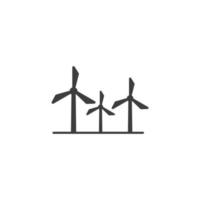Le signe vectoriel du symbole de l'éolienne est isolé sur un fond blanc. couleur de l'icône de l'éolienne modifiable.