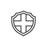 Le signe vectoriel du symbole du bouclier est isolé sur un fond blanc. couleur d'icône de bouclier modifiable.