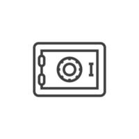 Le signe vectoriel du symbole du coffre-fort de la banque est isolé sur un fond blanc. couleur de l'icône du coffre-fort bancaire modifiable.
