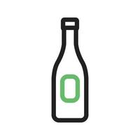 champagne en ligne de bouteille icône verte et noire vecteur