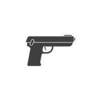 Le signe vectoriel du symbole du pistolet est isolé sur un fond blanc. couleur de l'icône du pistolet modifiable.
