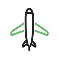 avion volant ligne icône verte et noire vecteur