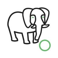 éléphant effectuant une ligne verte et noire icône vecteur