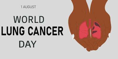 journée mondiale du cancer du poumon, arrière-plan avec poumons sur les mains vecteur