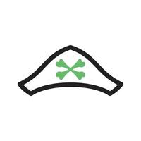chapeau de pirate ii line icône verte et noire vecteur