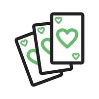jeu de cartes ligne icône verte et noire vecteur