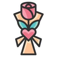 illustration vectorielle de couleur de ligne d'icône de bouquet de fleurs vecteur
