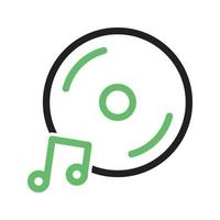 ligne de cd de musique icône verte et noire vecteur