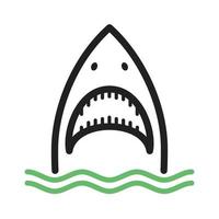 icône verte et noire de ligne de visage de requin vecteur