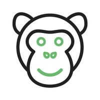 icône verte et noire de ligne de visage de singe vecteur