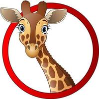 mascotte de tête de girafe de dessin animé vecteur