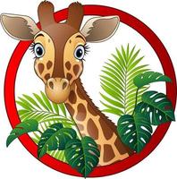 mascotte de girafe de dessin animé vecteur