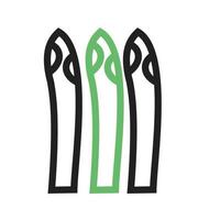 ligne d'asperges icône verte et noire vecteur