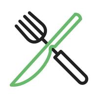 fourchette et couteau ligne icône verte et noire vecteur