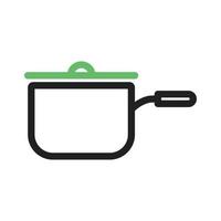 icône verte et noire de ligne de casserole de sauce vecteur