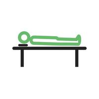 corps allongé sur la ligne de table icône verte et noire vecteur