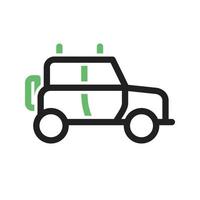 icône verte et noire de la ligne de jeep safari vecteur