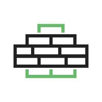 mur de briques ii ligne icône verte et noire vecteur