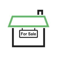 maison à vendre ligne icône verte et noire vecteur