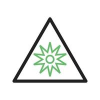 icône verte et noire de la ligne de rayonnement optique vecteur