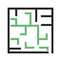 ligne de labyrinthe icône verte et noire vecteur