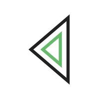 triangle flèche gauche ligne icône verte et noire vecteur