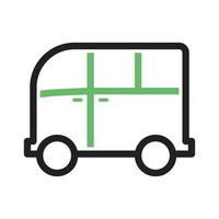 icône verte et noire de la ligne minibus vecteur