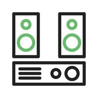 icône verte et noire de la ligne du système audio vecteur