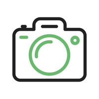 icône de ligne de caméra verte et noire vecteur