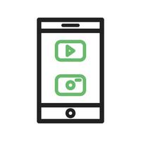 icône verte et noire de la ligne d'applications mobiles vecteur