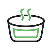 icône verte et noire de ligne de pot de soupe vecteur