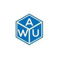 création de logo de lettre awu sur fond noir. concept de logo de lettre initiales créatives awu. conception de lettre awu. vecteur