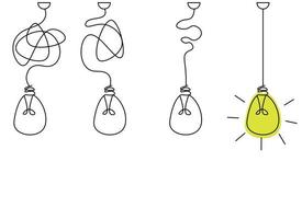 illustration d'ampoule. idées, remue-méninges, solution, conception d'électricité d'ampoule. illustration vectorielle. vecteur
