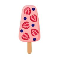 glace aux fruits avec fraise et myrtille. peut être utilisé pour la décoration d'affiches, d'impressions, de cartes et de vêtements, pour la conception d'aliments et le logo d'un magasin de crème glacée vecteur